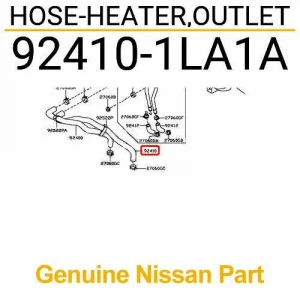 92410-1LA1A Nissan Hose-heater, outlet 924101LA1A, New Genuine Part