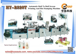 HY-R120T, HY-R320T:  Automatic Roll to Roll Screen Printing and Hot Stamping Machine