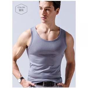 Ice screen eye vest for men to wear fitness hurdle sport loose thin quick dry breathable summer strap vest