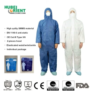 CE Type 5/6 Disposable SMS Chemical Protective Coverall