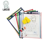 School Supplies Reusable Dry Erase Pockets with Pen Holder for Kids