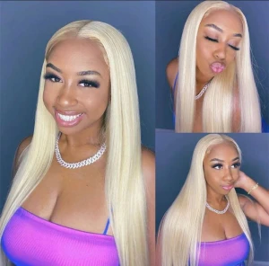 Blonde Preplucked Straight Glueless Lace Closure Wig