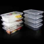 500ml High Transparent Rectangular Frozen Safe Disposable Plastic PP Food Containers