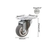 1 inch Low Profile Soft Rubber Swivel Caster Wheels with Top Plate for Furniture