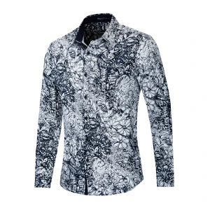 100% cotton new design autumn spring casual print men shirt