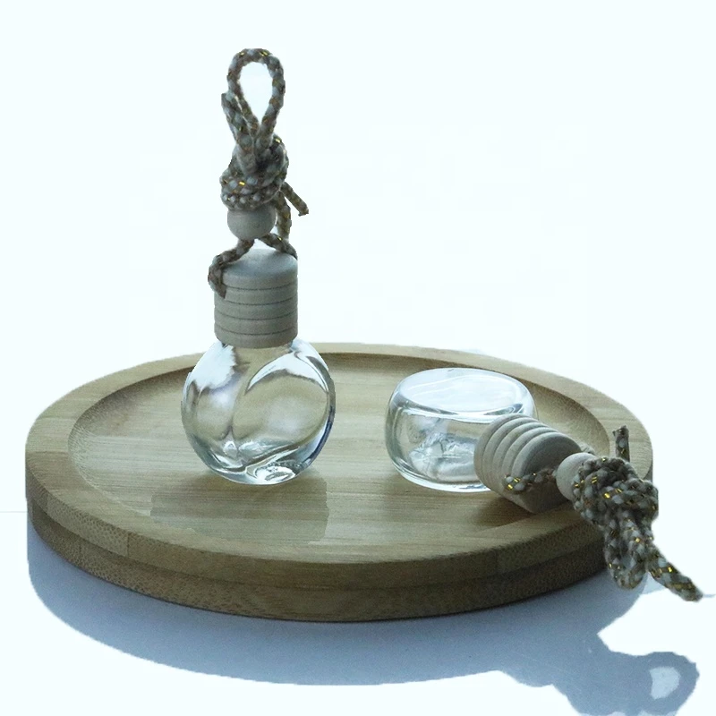 10ml Mini small glass car perfume bottle hanging wooden cap bottle car air freshener  (CG12B)