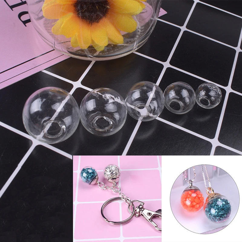 10pcs/ lot 6-30mm Bottles Pendant Charms Vials Clear Globe Bubble Crystal Orbs Mini Empty Glass Ball for DIY jewely accessories