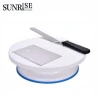 11 inch rotating cake turntable, revolving decorating stand with Icing spatula knife and metal smoother for baking cake
