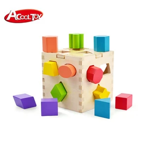 12pcs Classic educational toys wooden shape sorter toy cube