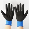 13 gauge blue spandex knitted gloves coated with black sandy nitrile on palm