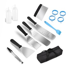 13 pcs Grill stainless steel griddle accessories cooking kit BBQ tool kits with carrying bag
