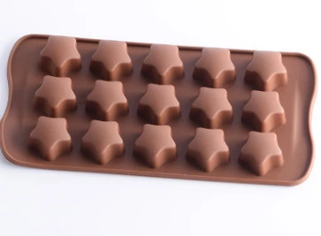 15-Cavity Star Shaped Chocolate Mold Food Grade Molds Flexible Ice Molds Reusable  Hot Sale Rectangle Mould