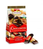 150g with almonds and chopped hazelnuts covered with milk and dark chocolate crunchy bar box