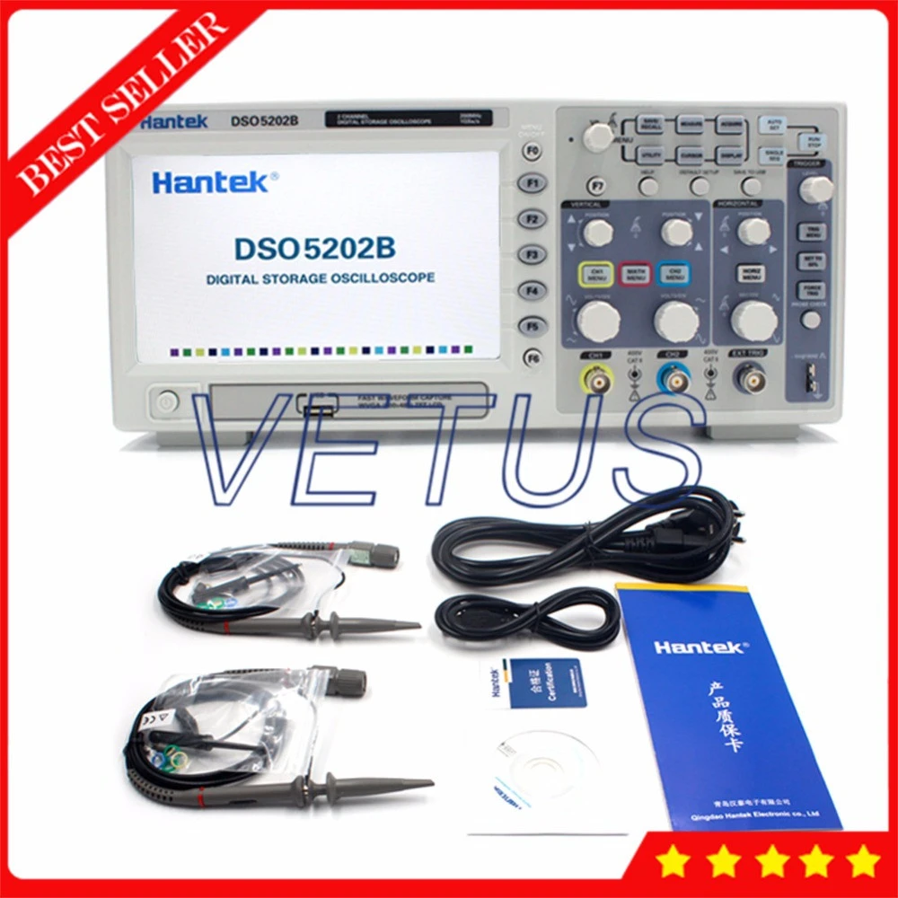 200MHz 1GSa/s 1M LCD Hantek DSO5202B digital storage oscilloscope 2 Channels Portable Scopemeter