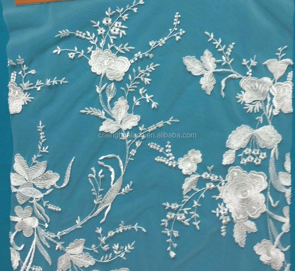 2016 newest beautiful flower polyester embroidery french lace fabric