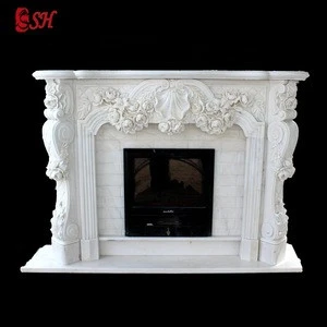 2019 new design interior decoration white marble fireplace for sale