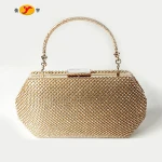 2020 factory promotion popular metal frame Diamond Lattice evening bag Women Tote Hand Bag Mini Crystal bags