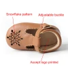2020 Genuine Leather Girls Cute Snowflake Party Shoes Princess Baby Dress Shoes
