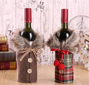 2020 Merry Christmas Ornaments Christmas Gift Lattice Wine Bottle Cover Toy  home Decorations