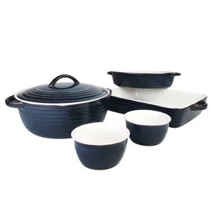 2020 New ceramic bakeware set stoneware casserole dish with lid large rectangular baker oval baking dish  dessert cups