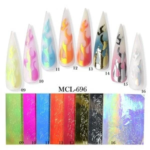 2020 New Holographic Flame/Fire Nail Art Sticker For Girls