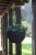 Import 2020 new product resin planter black round hanging basket flower pot resin plant pot with metal rope from China
