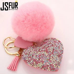 2020 Rabbit Fur key charm Ball fur PomPom Keychain Handbag Charm Dangle Key Ring Pendant
