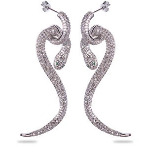 2020 Unique fashion ladies diamond earring snake shape diamond earring