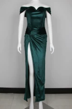 2021 New Arrivals Dresses Evening Women Long Party Sexy Green Velvet Prom Dresses