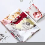 2021 wholesale bandana head wrap square scarf silk feel 90x90 square satin hair scarf satin custom satin edge scarf