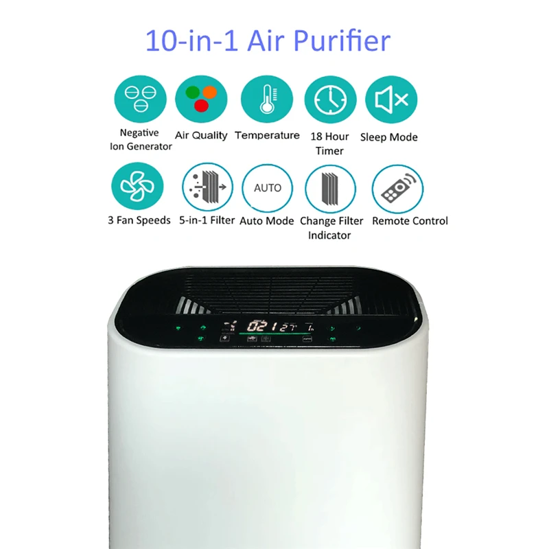 2021low noise PM2.5 Ionizer Filter Air Cleaner HEPA Ozone UVC Air Purifier