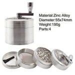 2.2 Inch 4 Piece Premium Tobacco Spice Herb Grinder with Mill Handle