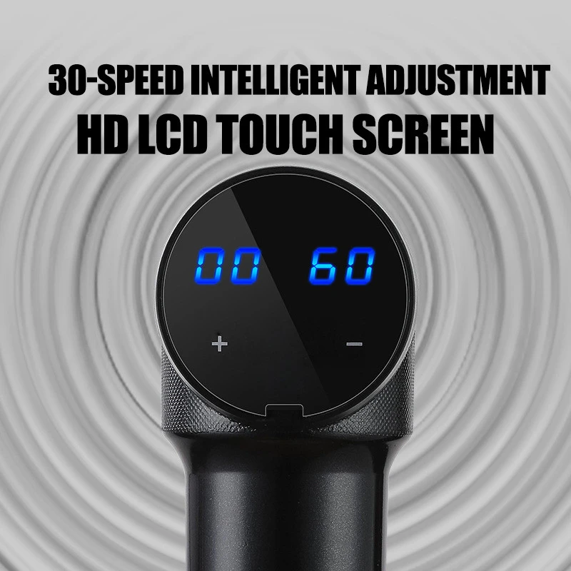 30 Speed Handheld LCD Electric Vibration Percussive Fascia Gun Massage Athlete Heated Body Deep Tissue Muscle Massage Gun