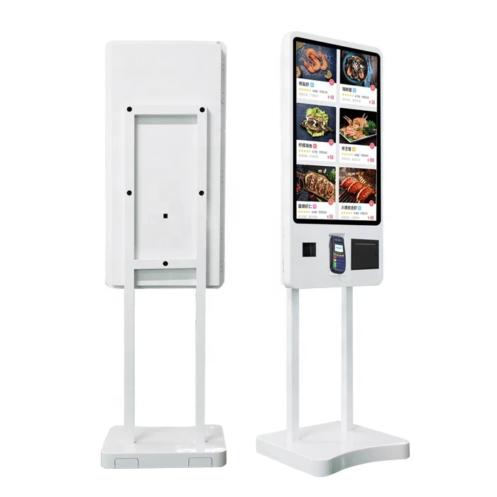 32 inch self service payment capacitive touch kiosk with thermal printer and QR code scanner