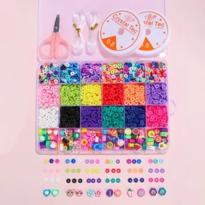 3550PCS Flower Heart Flat Jewelry DIY Craft Kits Soft Ceramic Polymer Clay Acrylic Letter Beads Sets for Jewelry Making