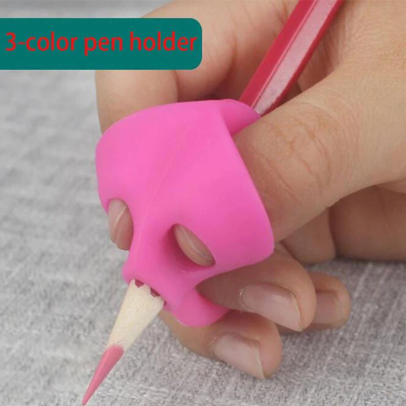 3pc Magic Grip Pencil Help Beginner Writing Silicone Toys Baby Double Thumb Posture Correction Pen Tool Student Education