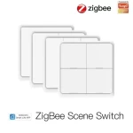 4-Gang Tuya Smart ZigBee Wireless Scene Panel Switch Home Wall Button With Smart Zigbee+wifi Gateway Multi-function Device