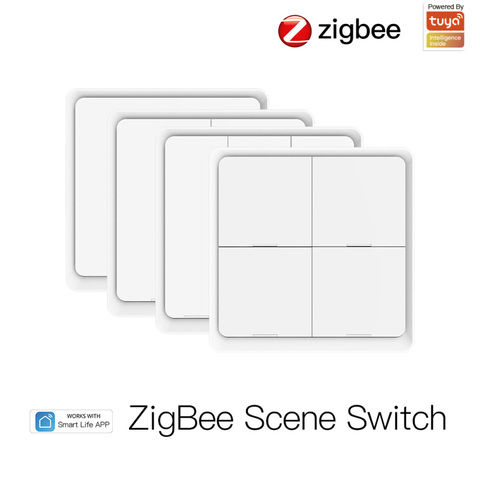 Buy 4-gang Tuya Smart Zigbee Wireless Scene Panel Switch Home Wall ...