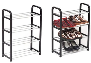 4 Layer plastic stackable shoe rack organizer metal steel shoe rack wholesale