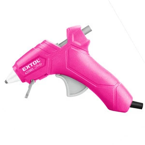 422003 EXTOL 25W 7.2mm Plug-in electric Quick Bonding Professional  Pink Hot Melt Glue Gun for Fine And Detailed Work