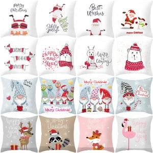 45cm Peach-Skin pillow case Christmas Pillow Cover Fabric Christmas Cushion Cover For Christmas Decoration 2020 New Year Decor