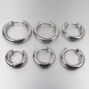 4mm Thickness Stainless Steel Earring Cute Big Circle Hoop Earrings Huggie Jewelry Men Women