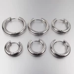 4mm Thickness Stainless Steel Earring Cute Big Circle Hoop Earrings Huggie Jewelry Men Women