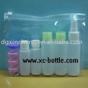 5 pcs bottle 4 pcs jar in one women bag HDPE travel kit for travel