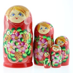 5 pcs Russian Matryoshka doll, 15 cm wooden nesting doll, mix of wood crafts nesting dolls from one artist, MS0503pahn