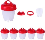6 Pack Silicone Egg Boil Egg Non Stick Poacher Boiled Steamer