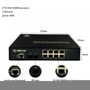 8 Port 1000Mbps Ethernet Switch IEEE 802.3 at af POE Switch with 2 1000M uplink SFP port