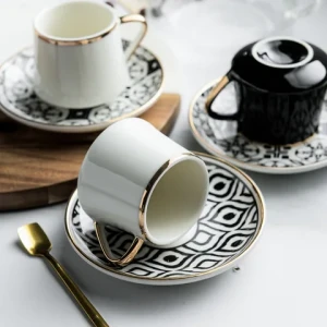 80ml Turkish Espresso Cups with Saucers Ceramic Cup Set for Black Tea Coffee Kitchen Party Drink Ware Home Decor Creative Gifts