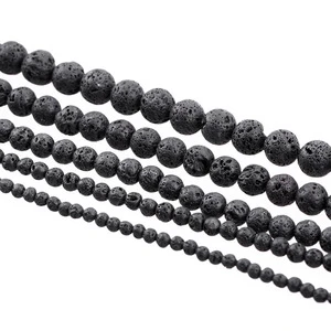 8mm Black Lava beads Natural Stone Volcanic Rock Top Quality Round Loose Beads For Jewelry Making