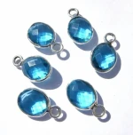 925 sterling silver Blue Topaz Quartz Gemstone Jewelry making single bail connectors
